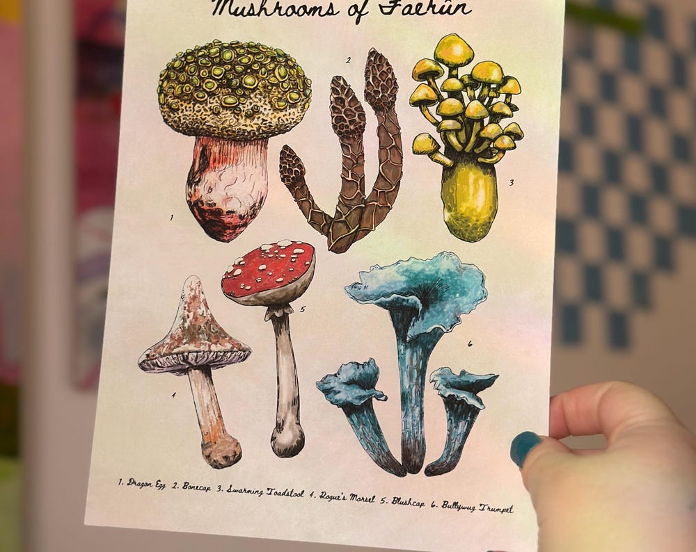 Mushrooms of Faerûn - Baldur's Gate BG3 Art Print