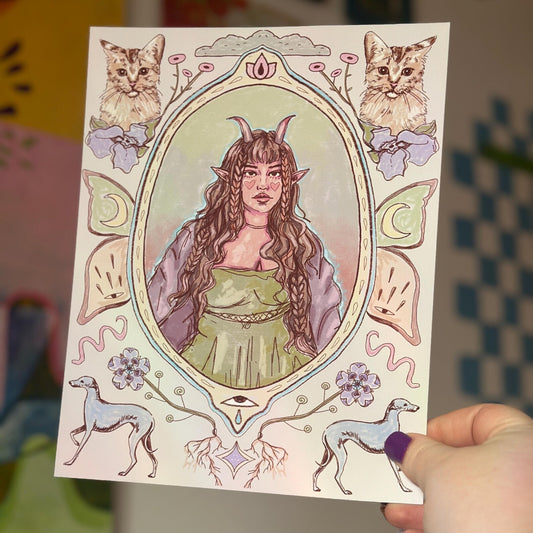 Dahlia Print - Fantasy Elf Body Positive Art