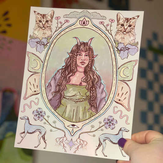 Dahlia Print - Fantasy Elf Body Positive Art